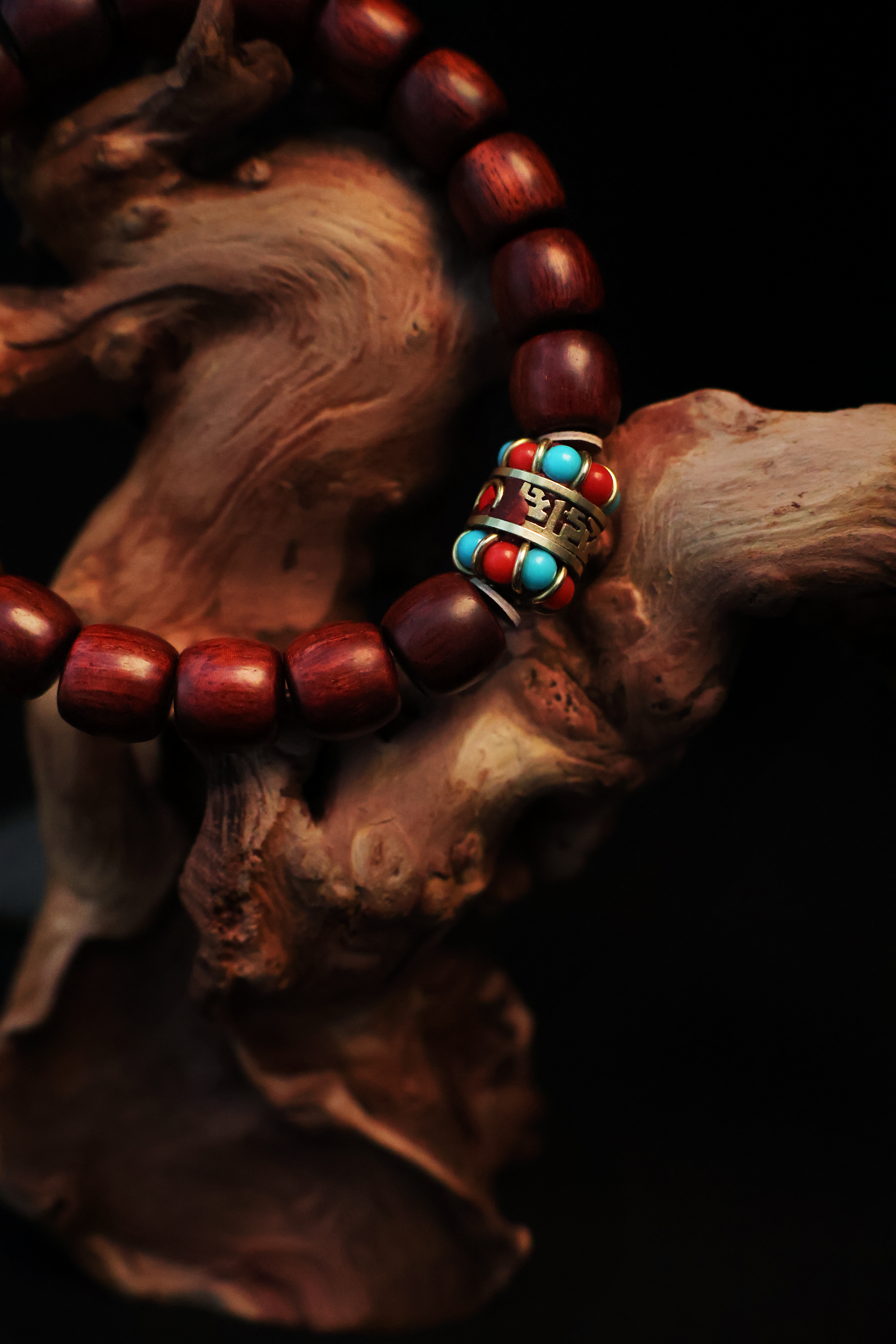 Natural Wood Six-Syllable Mantra Lucky Bracelet