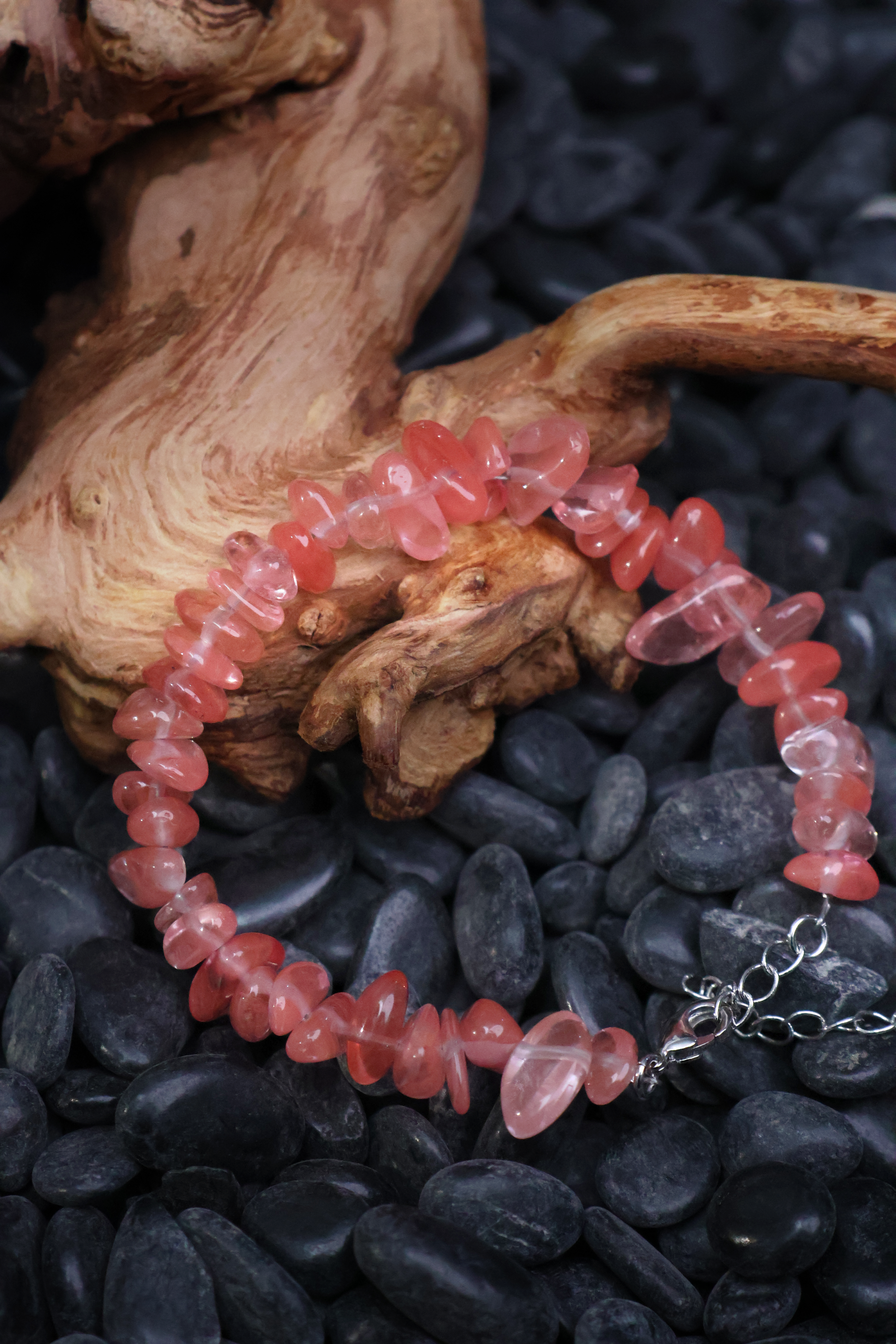 Passionate Tibetan Watermelon-colored Raw Stone Wealth-bringing Crystal Bracelet(adjustable)