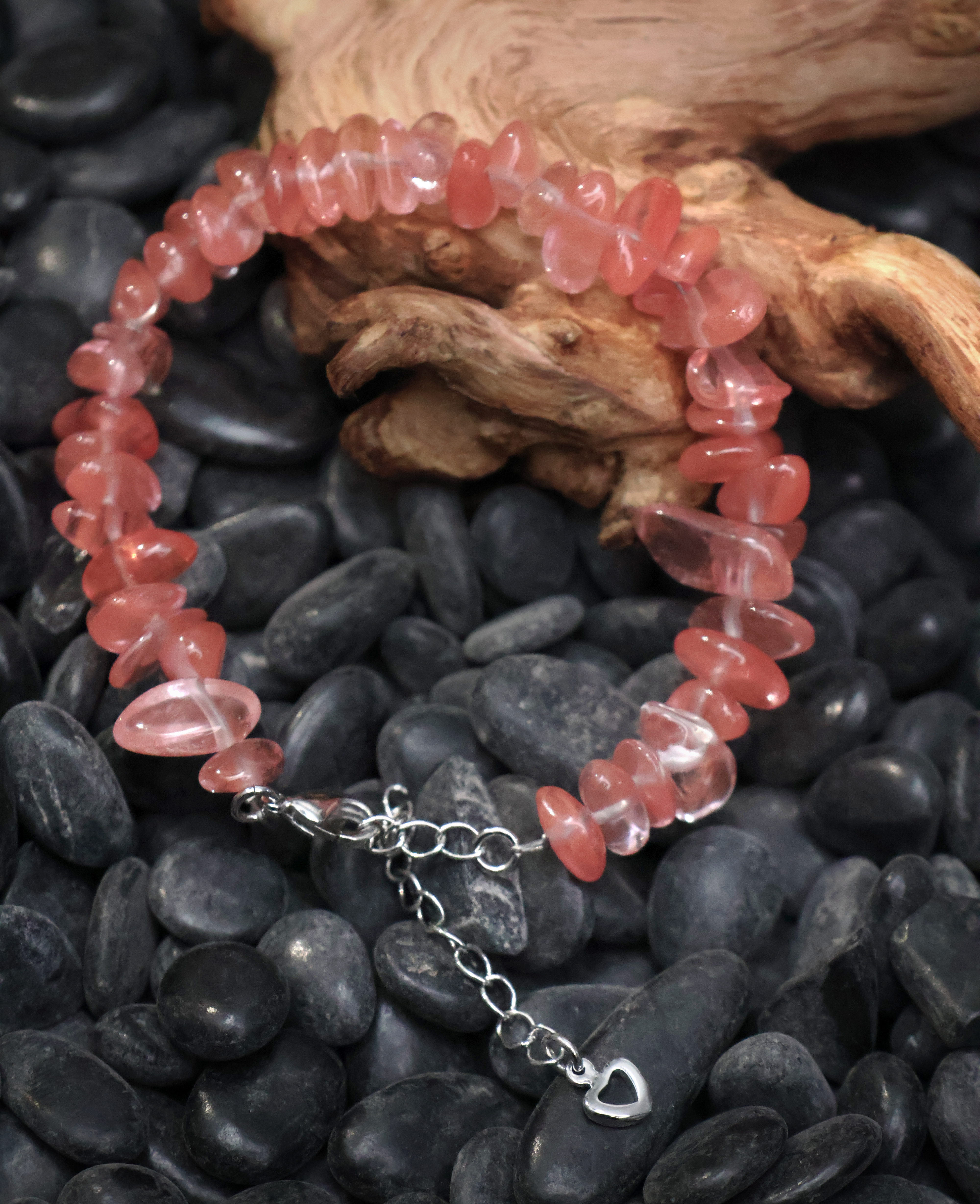 Passionate Tibetan Watermelon-colored Raw Stone Wealth-bringing Crystal Bracelet(adjustable)