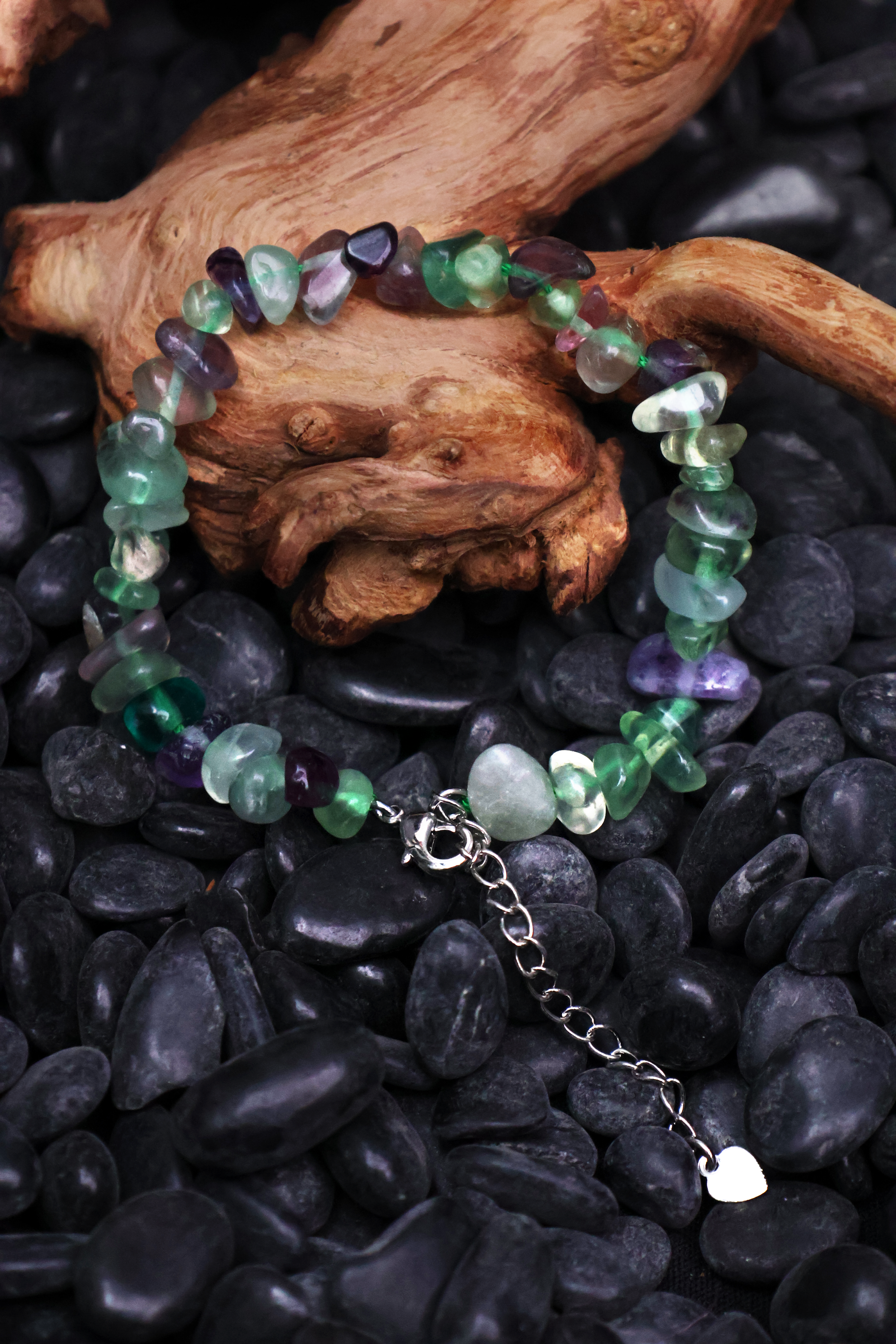 Tibetan Well-being Catalyst - Green Fluorite Raw Bracelet(adjustable)