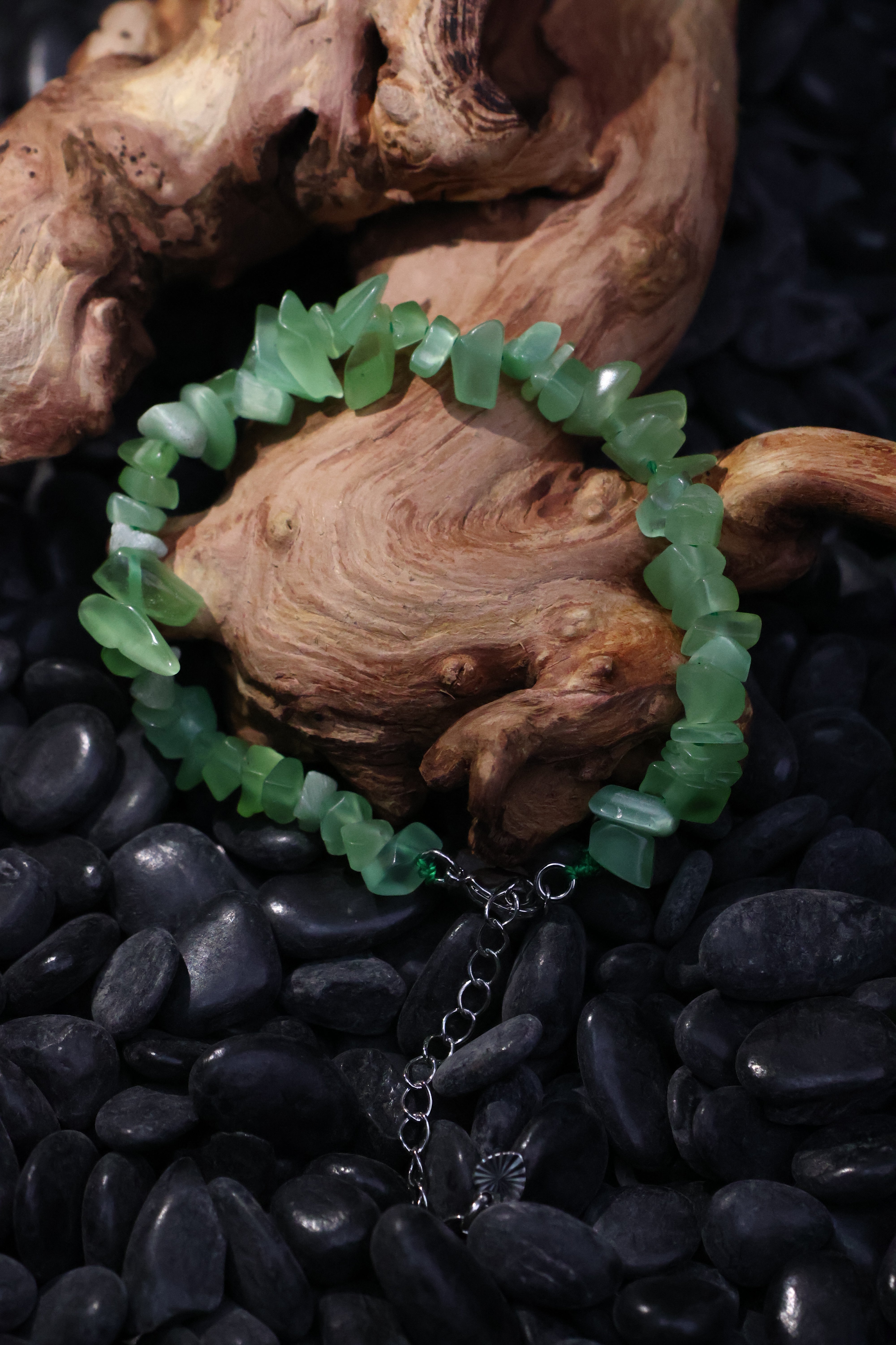 Tibetan Wealth-Guardian Green Cat's Eye Raw Bracelet(adjustable)