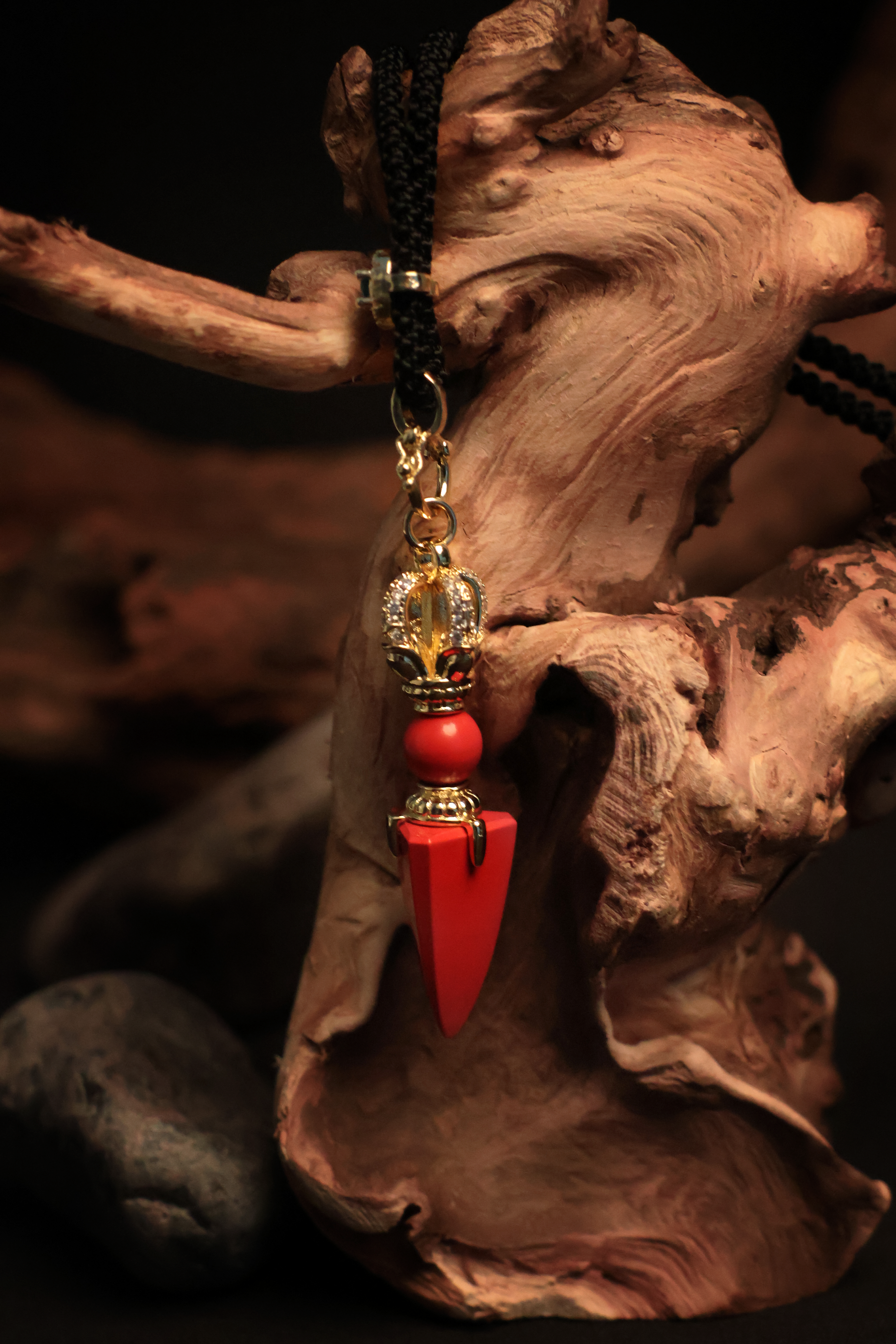 Good Luck Red Cinnabar Magic Stick Necklace