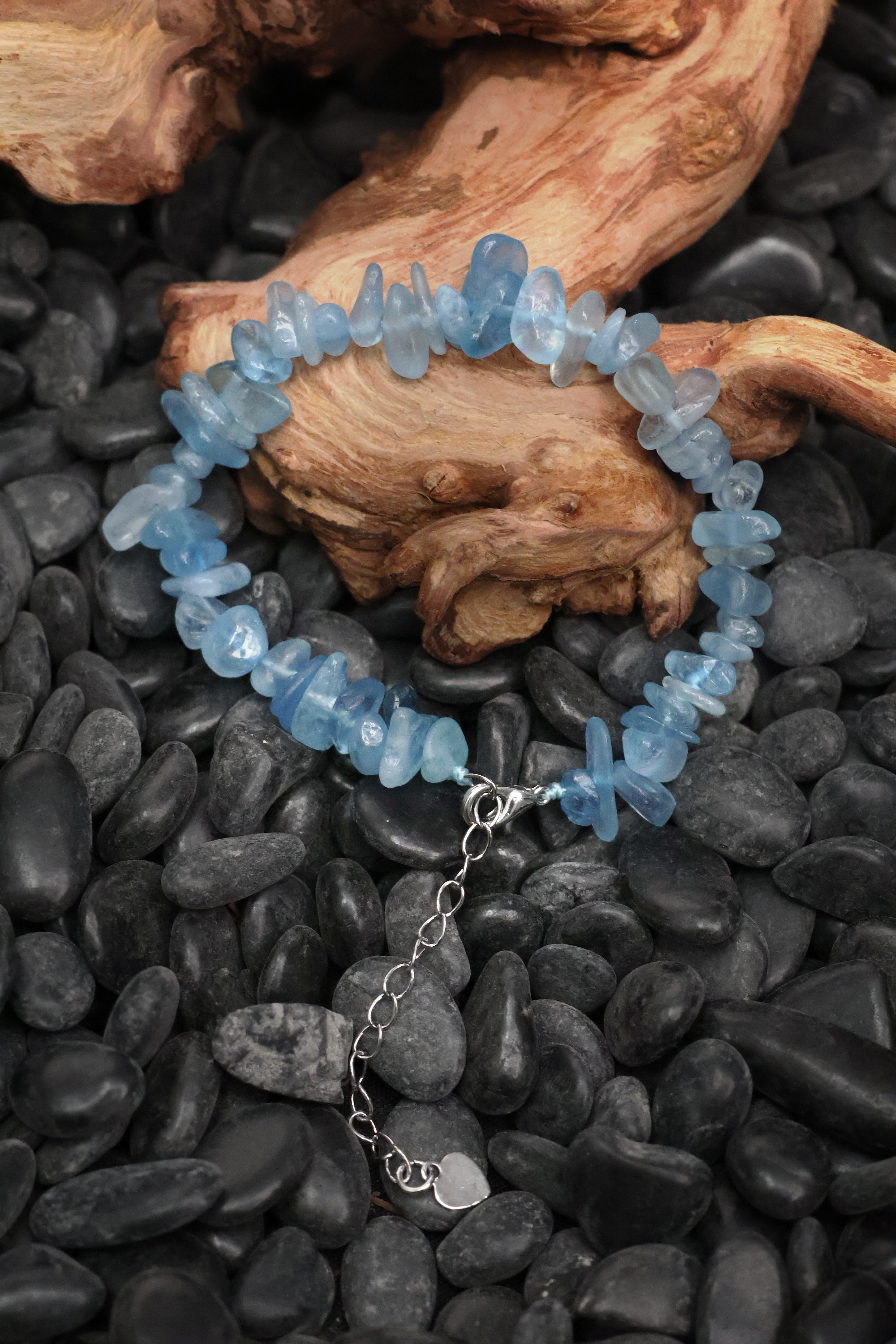 Tibetan Serene Aquamarine Raw Stone Bracelet（adjustable）